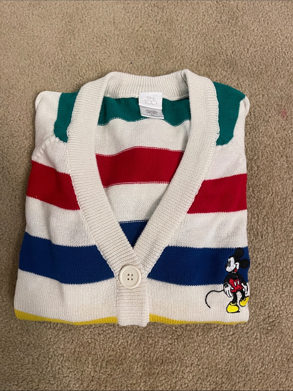 Disney 100 Multicolor Striped Mickey Cardigan XS Mickey Mouse - Picture 8 of 8